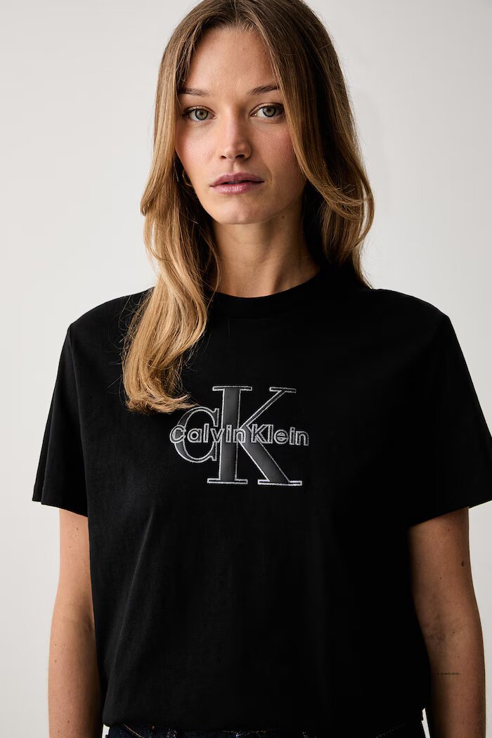 CALVIN KLEIN JEANS тениска дамска от памук черна LV047H800G
