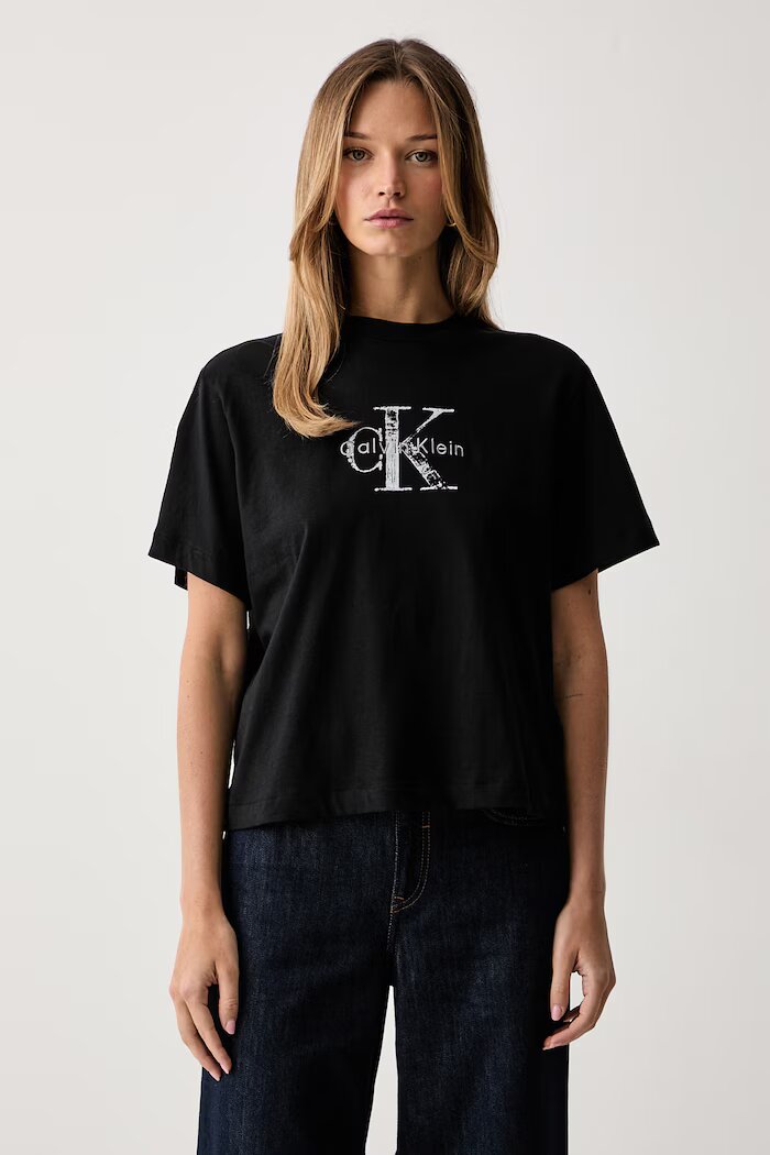 CALVIN KLEIN JEANS тениска дамска от памук черна LV047H802G