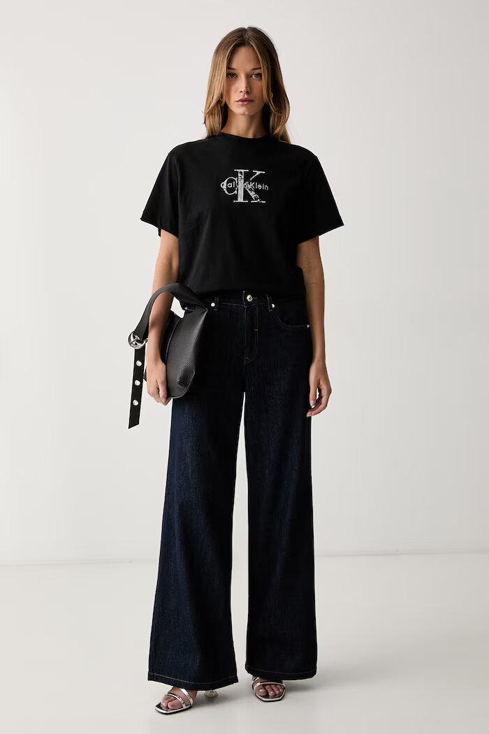 CALVIN KLEIN JEANS тениска дамска от памук черна LV047H802G
