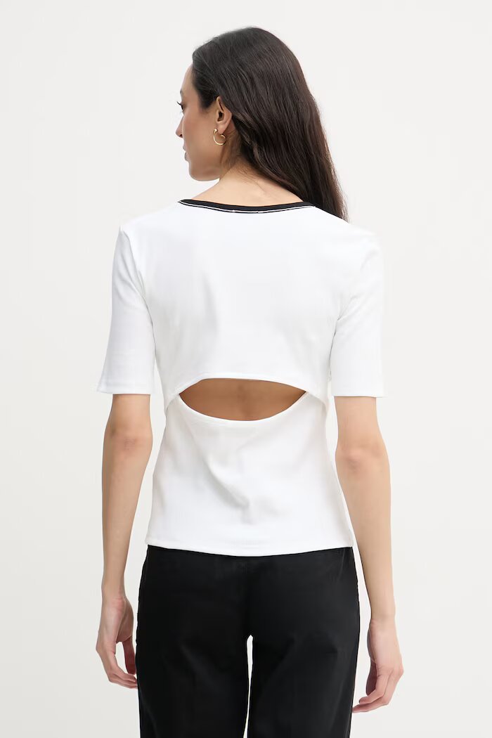 CALVIN KLEIN JEANS тениска дамска от памук с еластан бежова LV047F247G