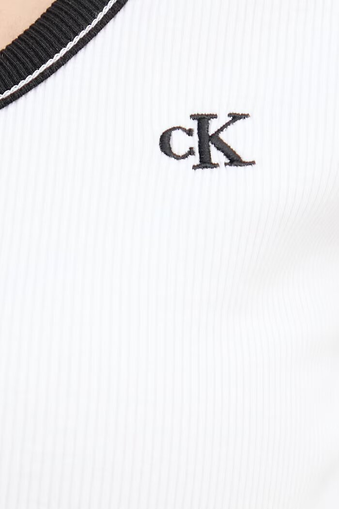 CALVIN KLEIN JEANS тениска дамска от памук с еластан бежова LV047F247G