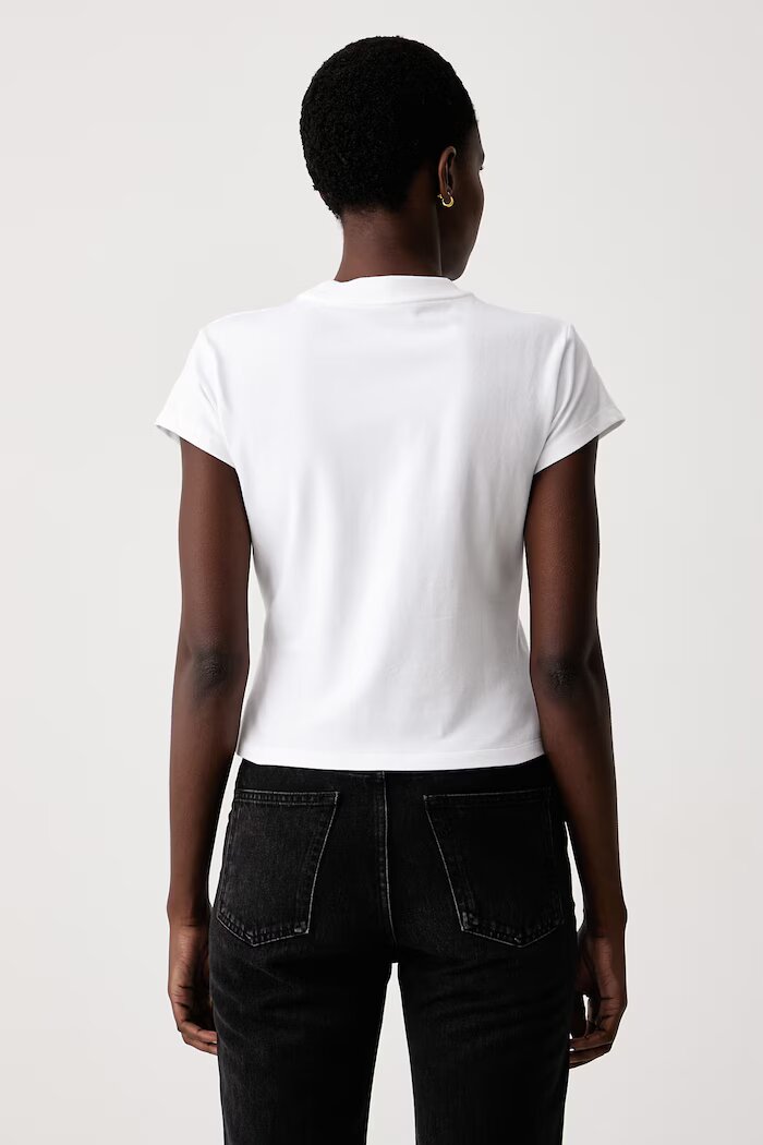 CALVIN KLEIN JEANS тениска дамска от памук с еластан бяла LV047H843G
