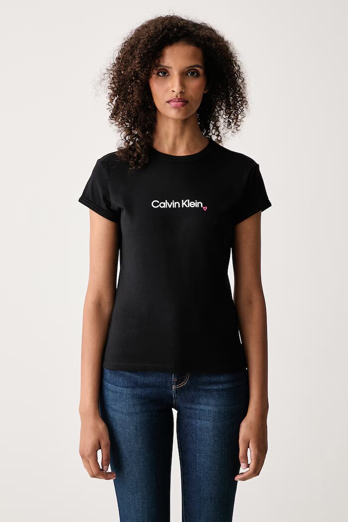 CALVIN KLEIN JEANS тениска дамска с памук черна LV047H835G