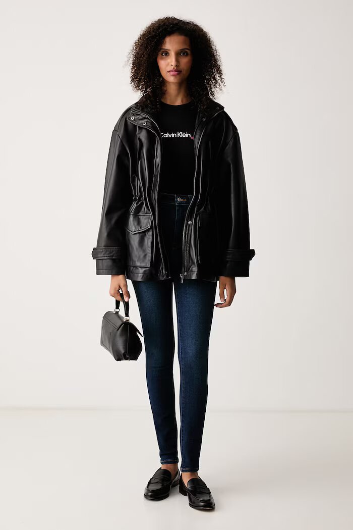 CALVIN KLEIN JEANS тениска дамска с памук черна LV047H835G