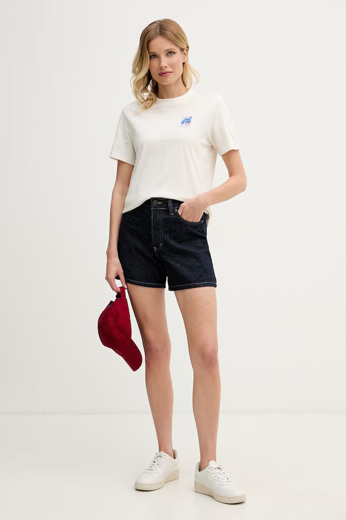 CALVIN KLEIN JEANS тениска дамски от памук бежова LV047G802G