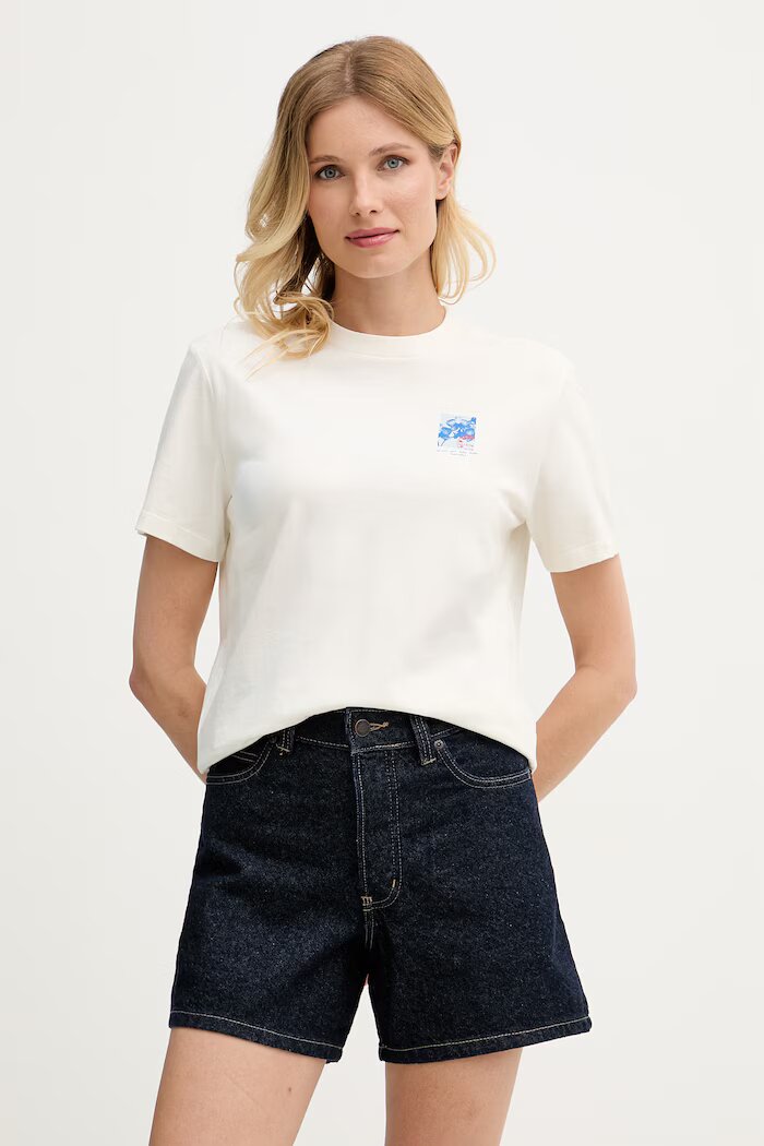 CALVIN KLEIN JEANS тениска дамски от памук бежова LV047G802G