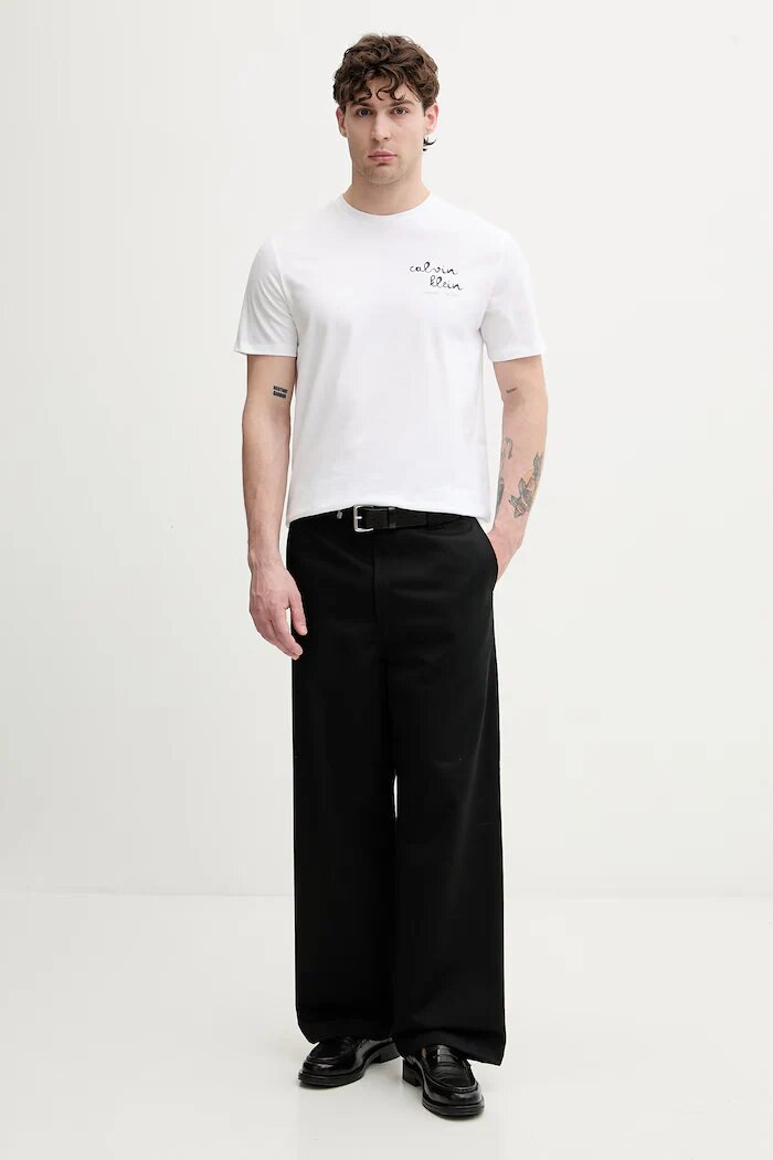 CALVIN KLEIN JEANS тениска мъжка от памук бяла LV04RG837G