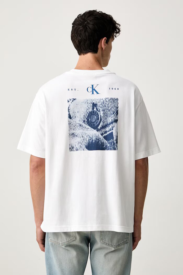 CALVIN KLEIN JEANS тениска мъжка от памук бяла LV04RH803G