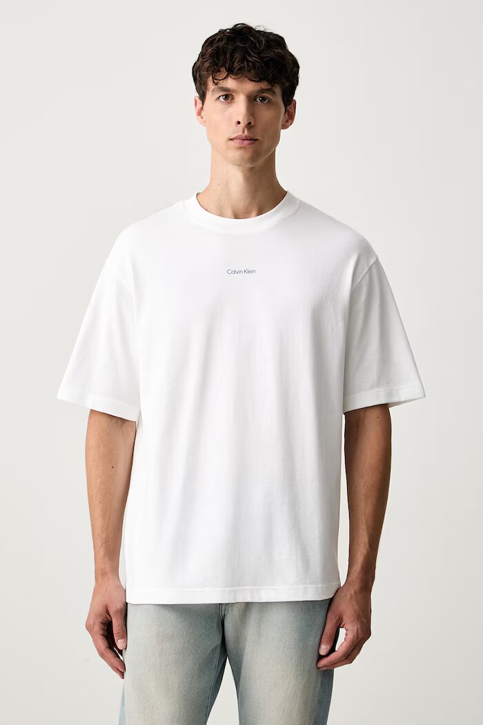 CALVIN KLEIN JEANS тениска мъжка от памук бяла LV04RH803G