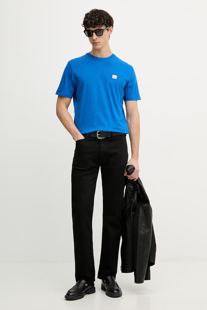 CALVIN KLEIN JEANS тениска мъжка памучна синя LV04RC272G