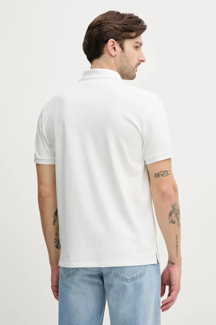 CALVIN KLEIN JEANS тениска с яка мъжка памучна бяла LV040EM269