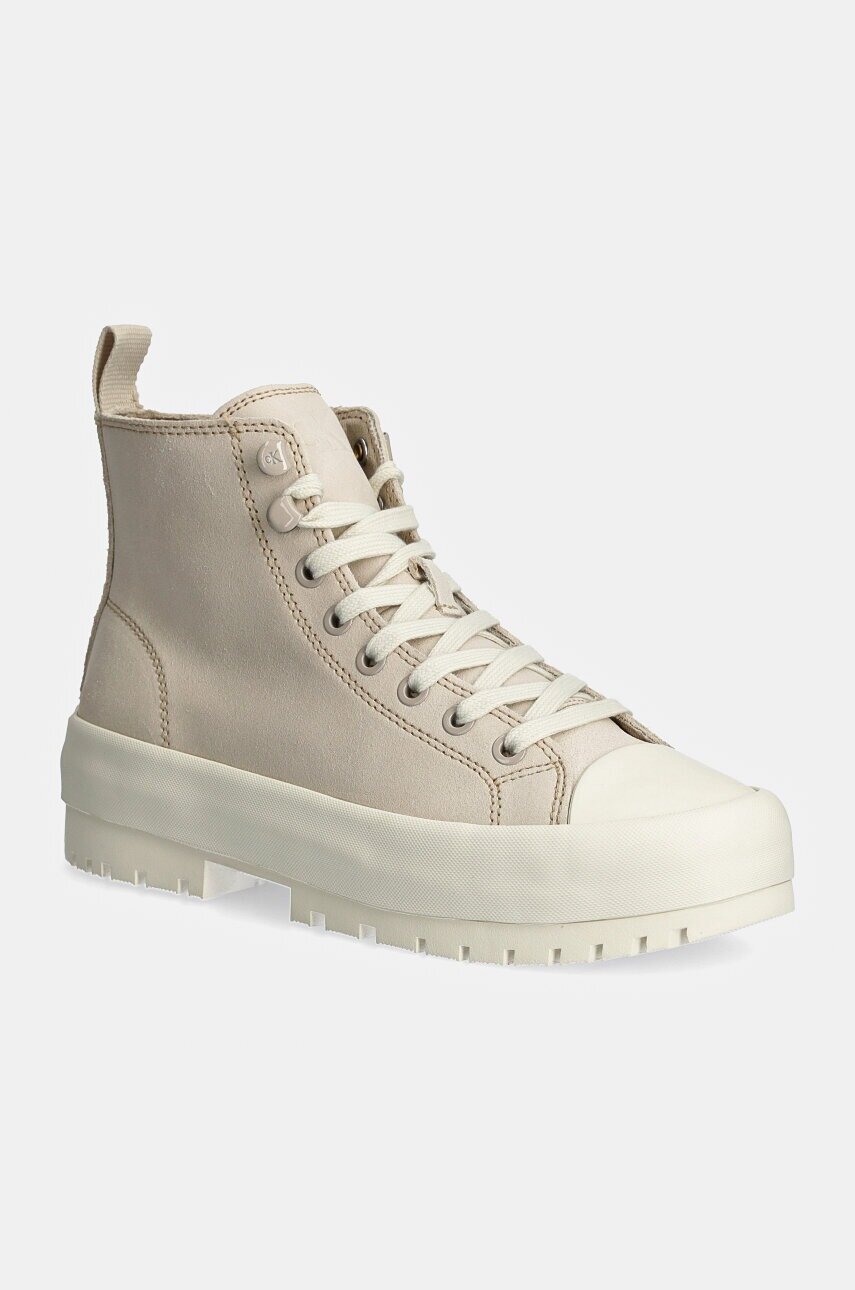 CALVIN KLEIN JEANS Велурени кецове LUGGED HYBRID MID LACEUP SUEDE