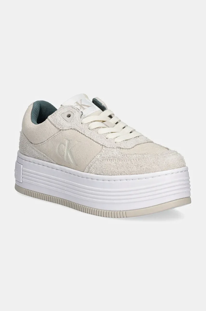 CALVIN KLEIN JEANS Велурени маратонки BOLD PLATF LACEUP LOW MG SUEDE
