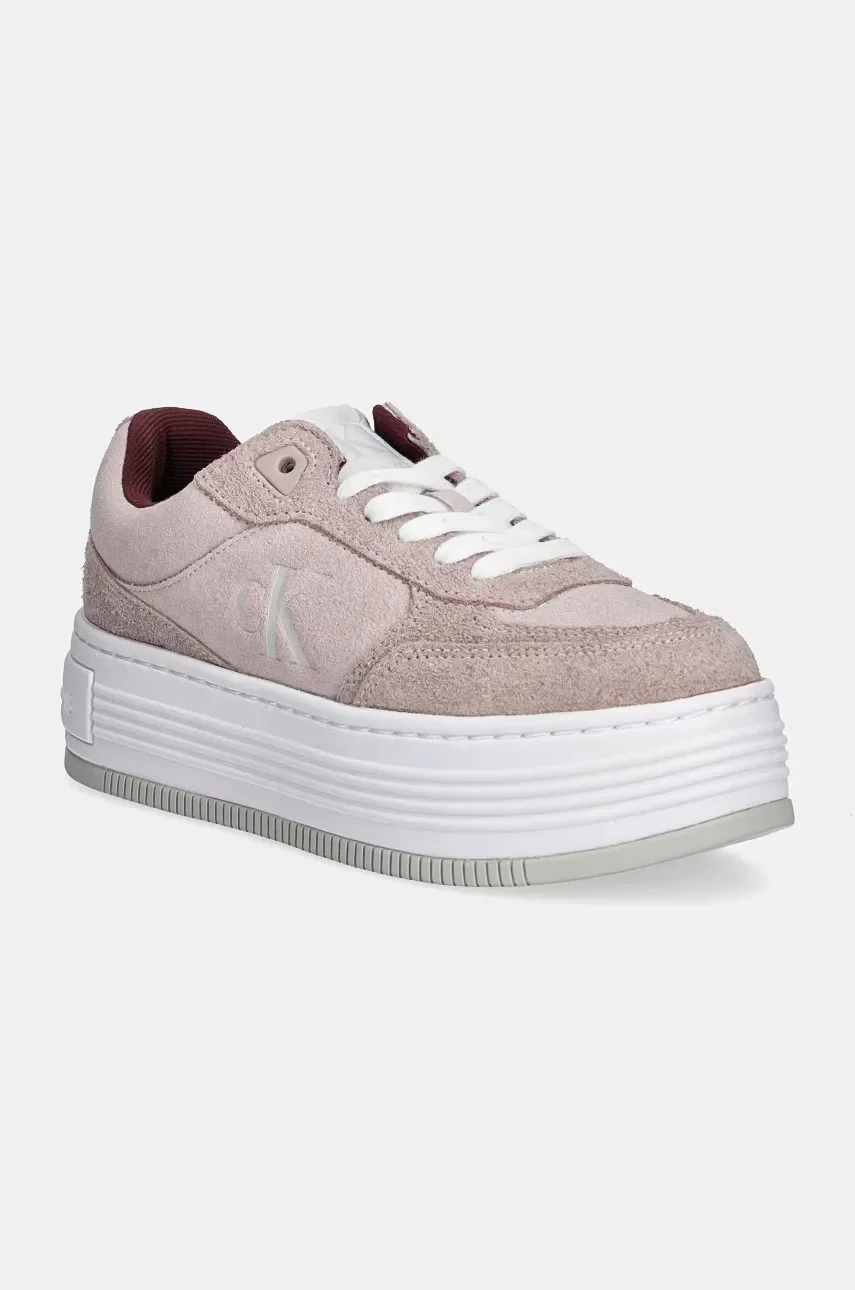 CALVIN KLEIN JEANS Велурени маратонки BOLD PLATF LACEUP LOW MG SUEDE