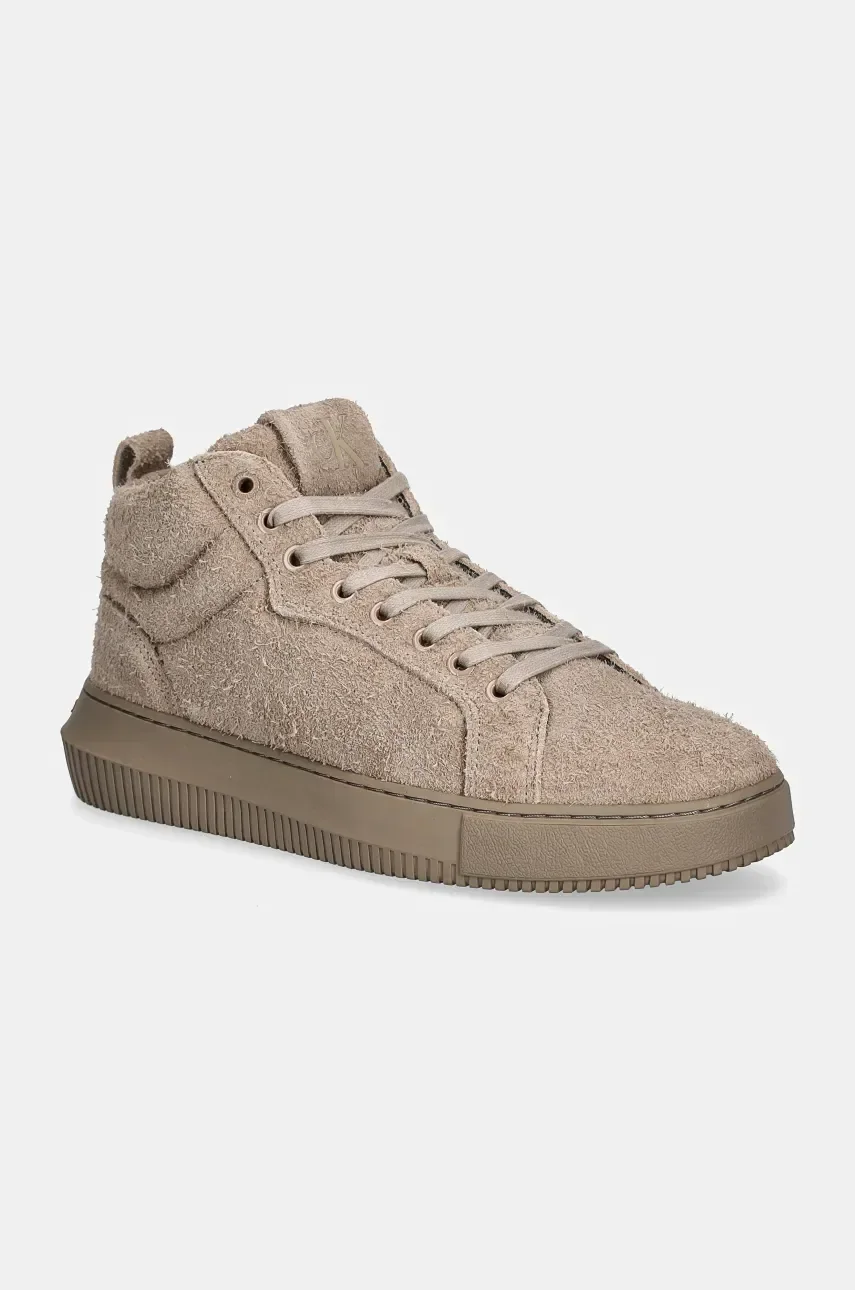 CALVIN KLEIN JEANS Велурени маратонки CHUNKY CUPSOLE HIGH SUEDE