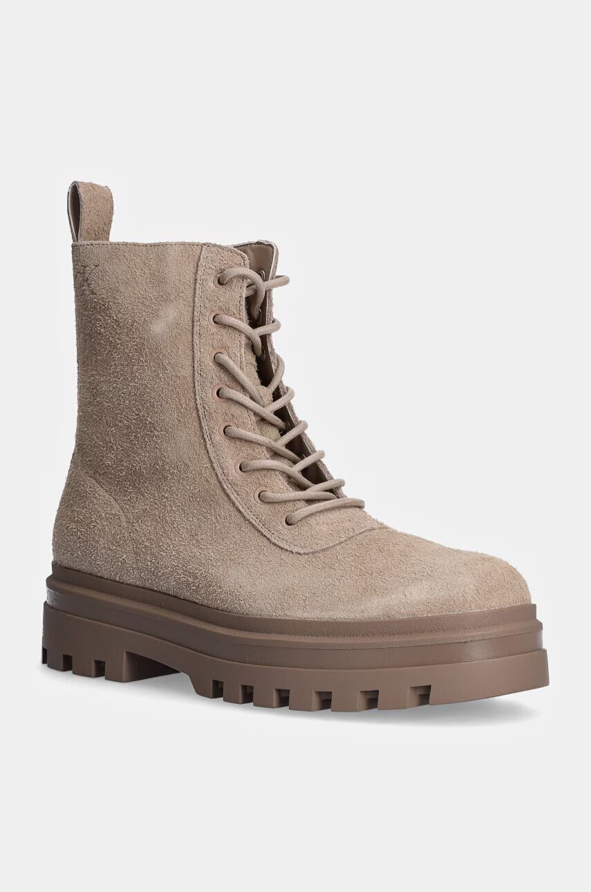 CALVIN KLEIN JEANS Велурени туристически обувки LUGGED LACE ZIP BOOT OXF HR SU