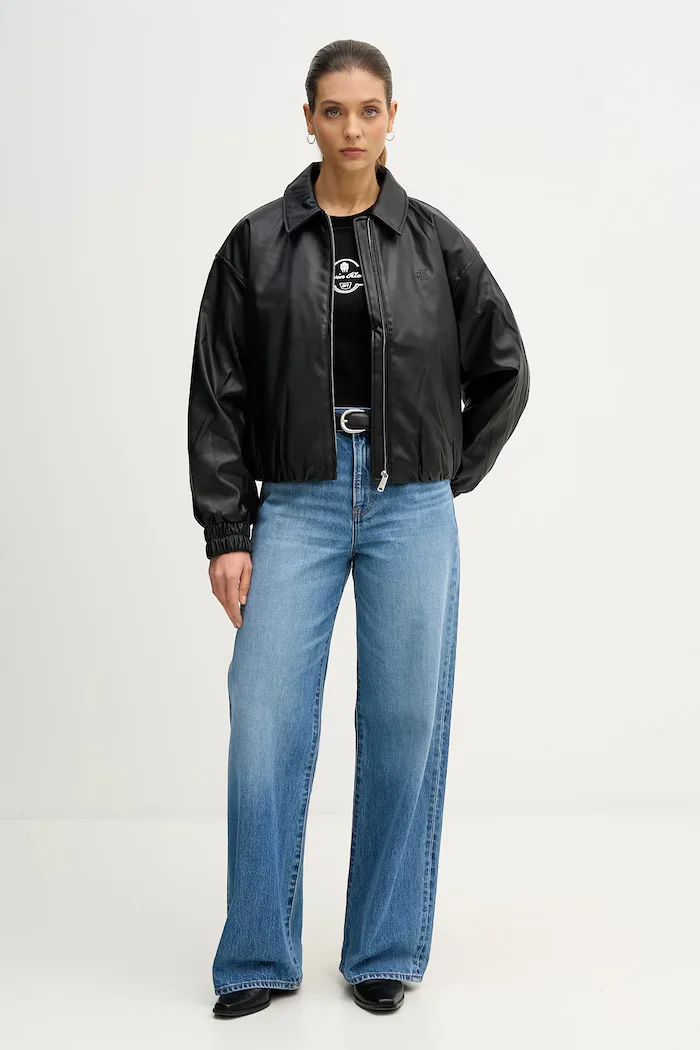 CALVIN KLEIN JEANS Яке в черно преходен модел с уголемена кройка LV047E507G