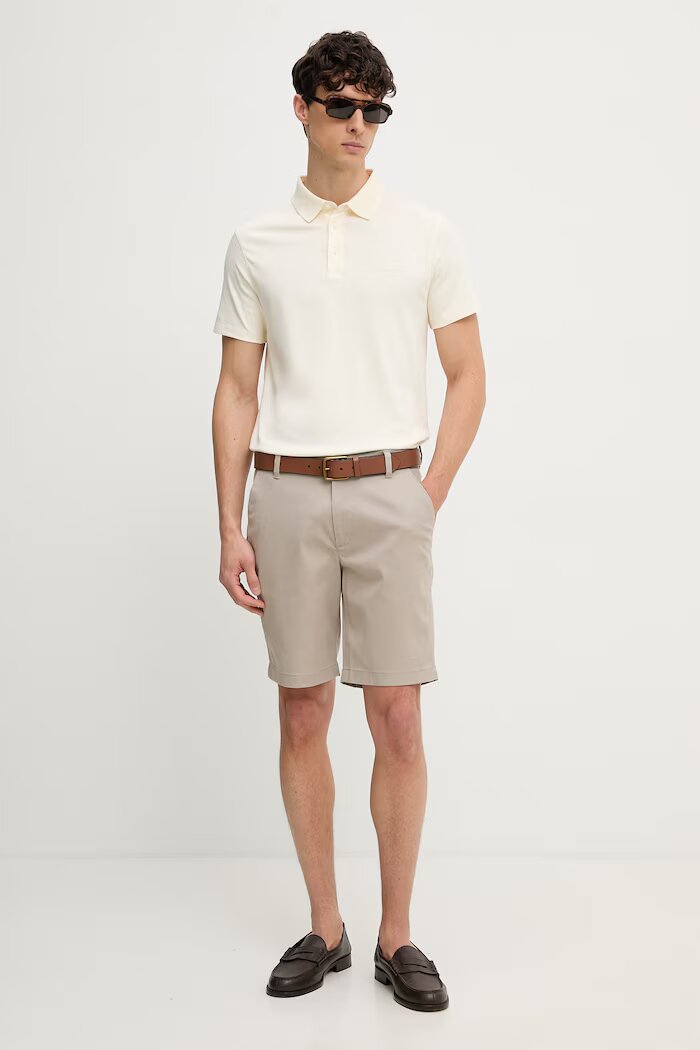 CALVIN KLEIN къс панталон мъжки бежов със стандартна талия LV04LF601G