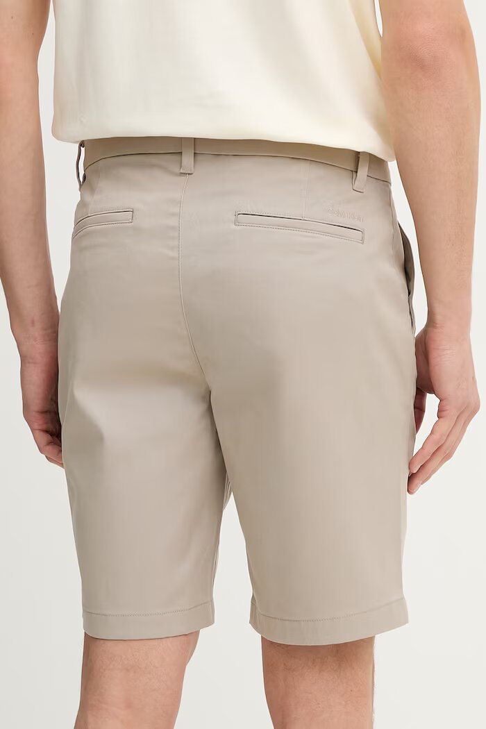 CALVIN KLEIN къс панталон мъжки бежов със стандартна талия LV04LF601G