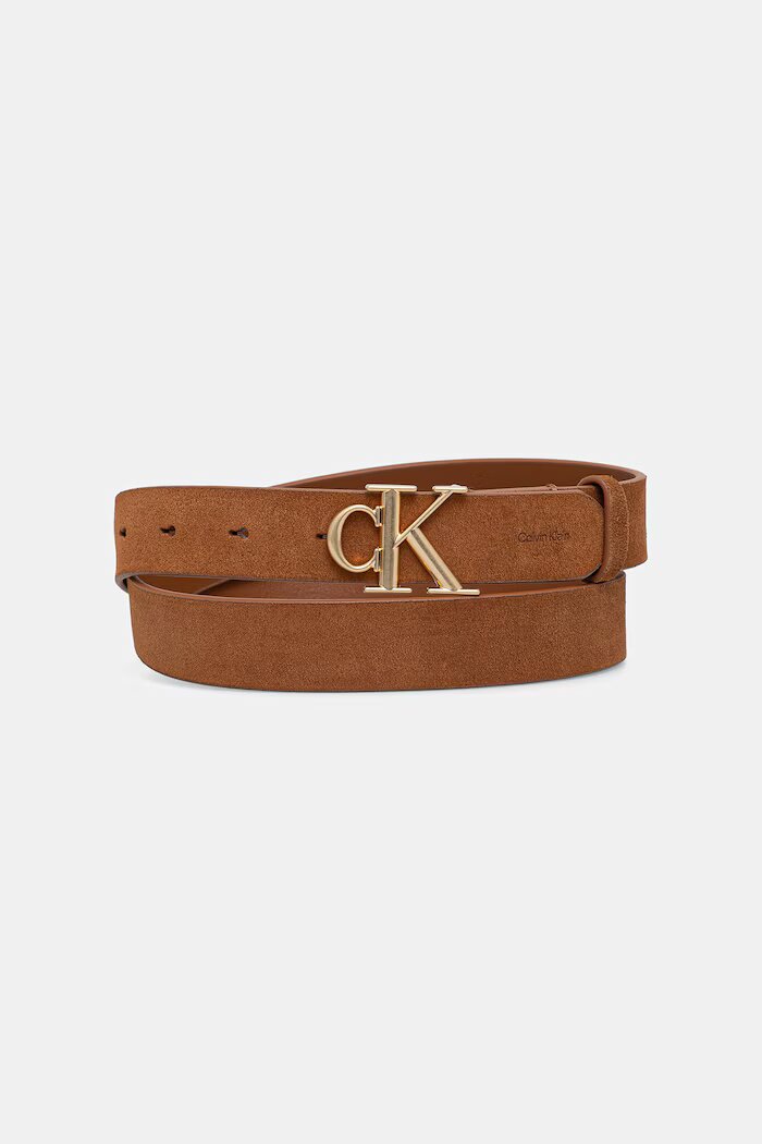CALVIN KLEIN колан дамски от велур кафяв LV04F7144G