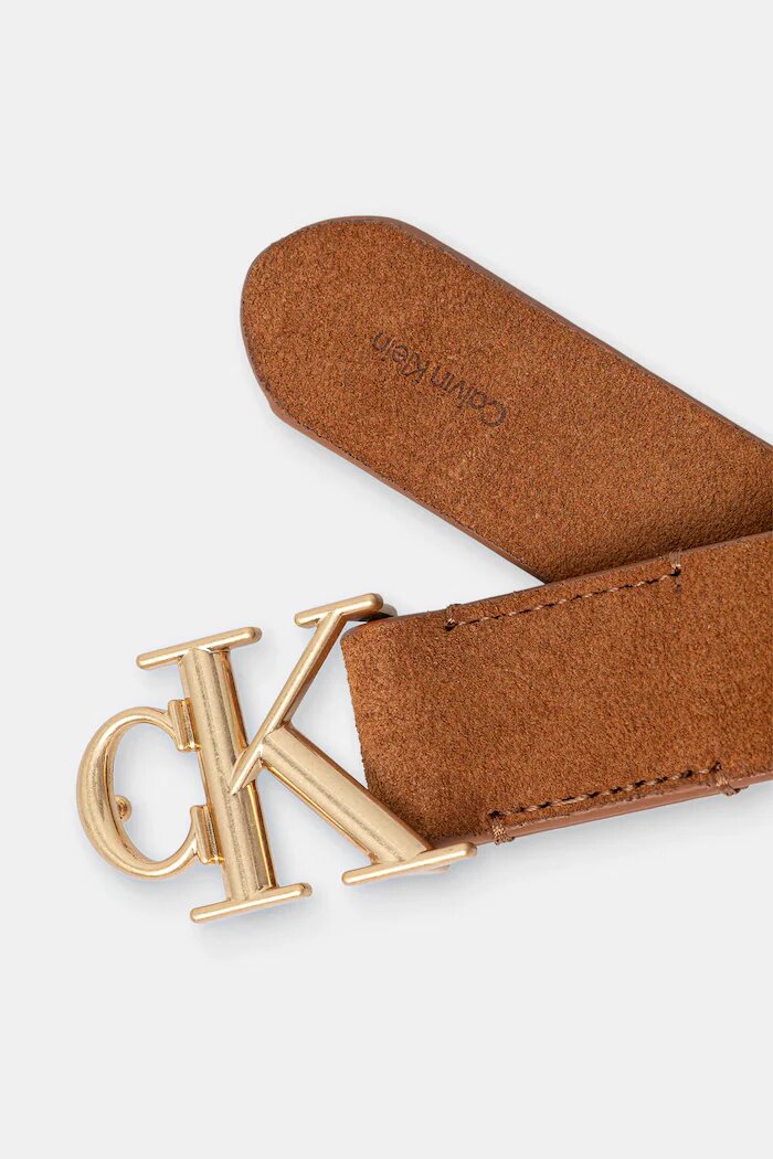 CALVIN KLEIN колан дамски от велур кафяв LV04F7144G