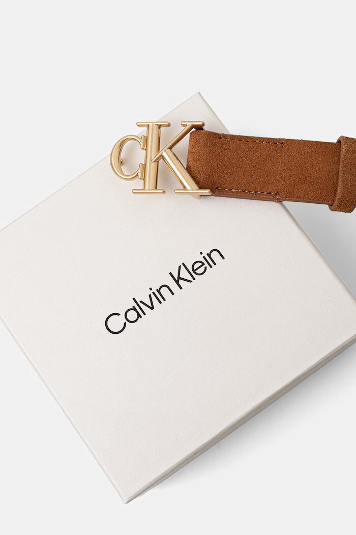 CALVIN KLEIN колан дамски от велур кафяв LV04F7144G