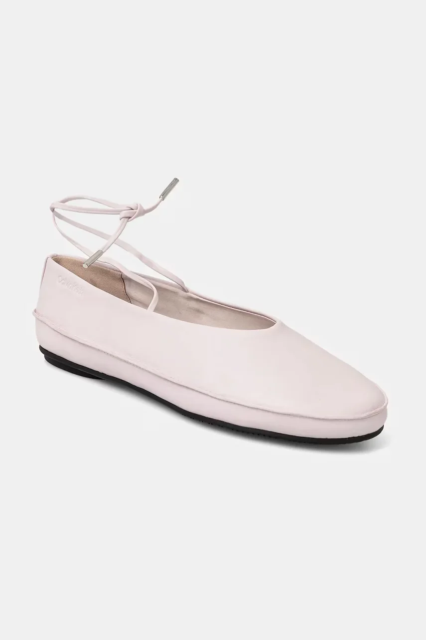 CALVIN KLEIN Кожени балеринки BALLERINA MARY JANE STRAP LTH