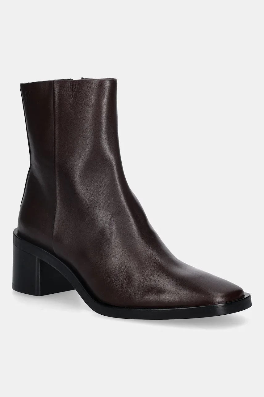 CALVIN KLEIN Кожени боти BLOCK HEEL ZIP BOOT LTH