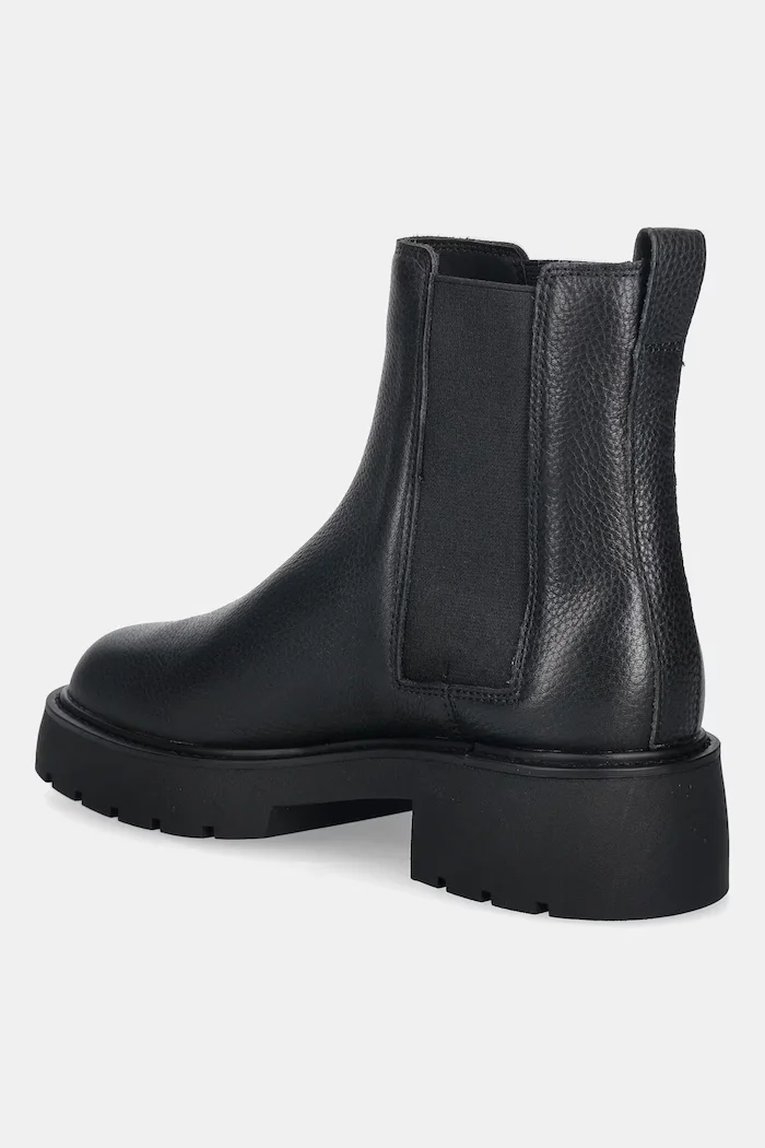 CALVIN KLEIN Кожени боти челси CHUNKY CHELSEA BOOT LTH в черно с равна подметка YW0YW02072