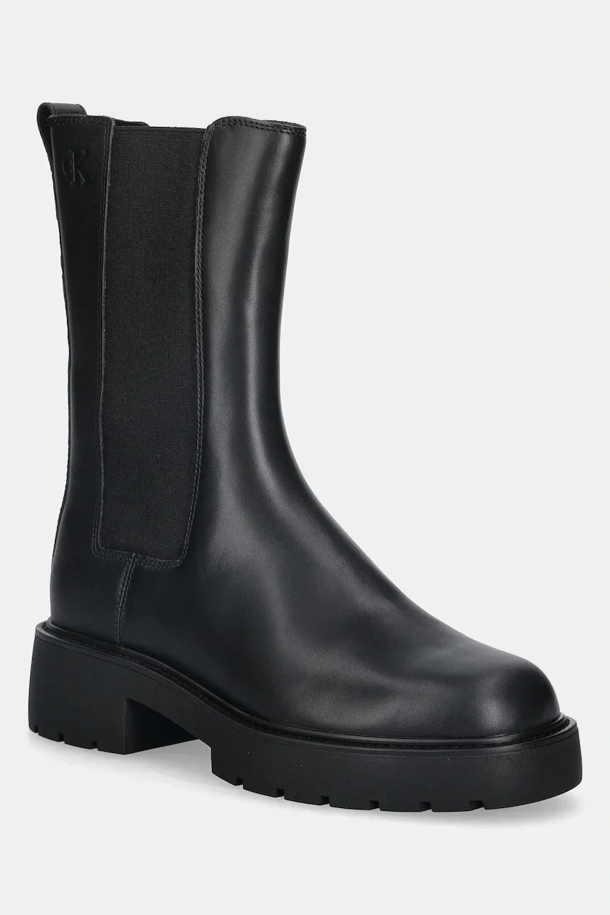 CALVIN KLEIN Кожени боти челси CHUNKY HIGH CHELSEA