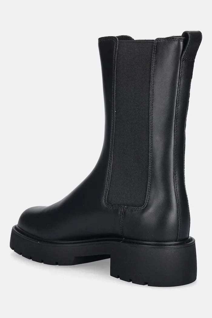 CALVIN KLEIN Кожени боти челси CHUNKY HIGH CHELSEA в черно с равна подметка YW0YW01909