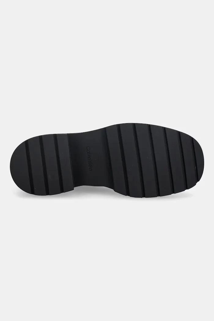 CALVIN KLEIN Кожени боти челси CHUNKY HIGH CHELSEA в черно с равна подметка YW0YW01909