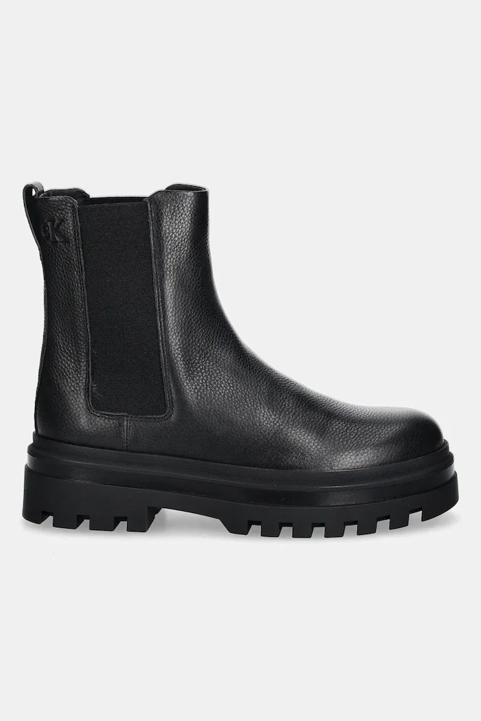 CALVIN KLEIN Кожени боти челси LUGGED CHELSEA BOOT HIGH LTH мъжки в черно YM0YM01334