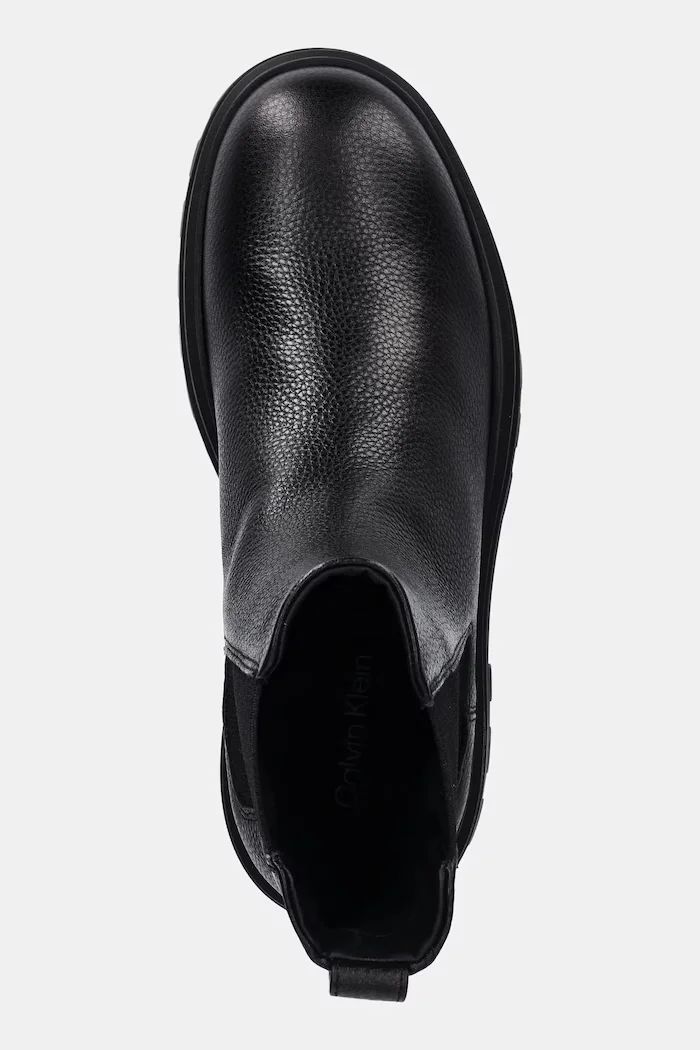 CALVIN KLEIN Кожени боти челси LUGGED CHELSEA BOOT HIGH LTH мъжки в черно YM0YM01334