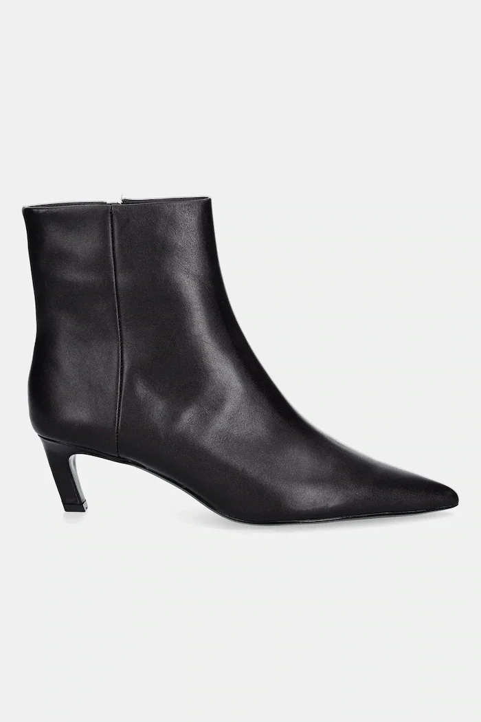 CALVIN KLEIN Кожени боти ESS KITTEN HEEL ANKLE BOOT в кафяво с тънък ток HW0HW02586