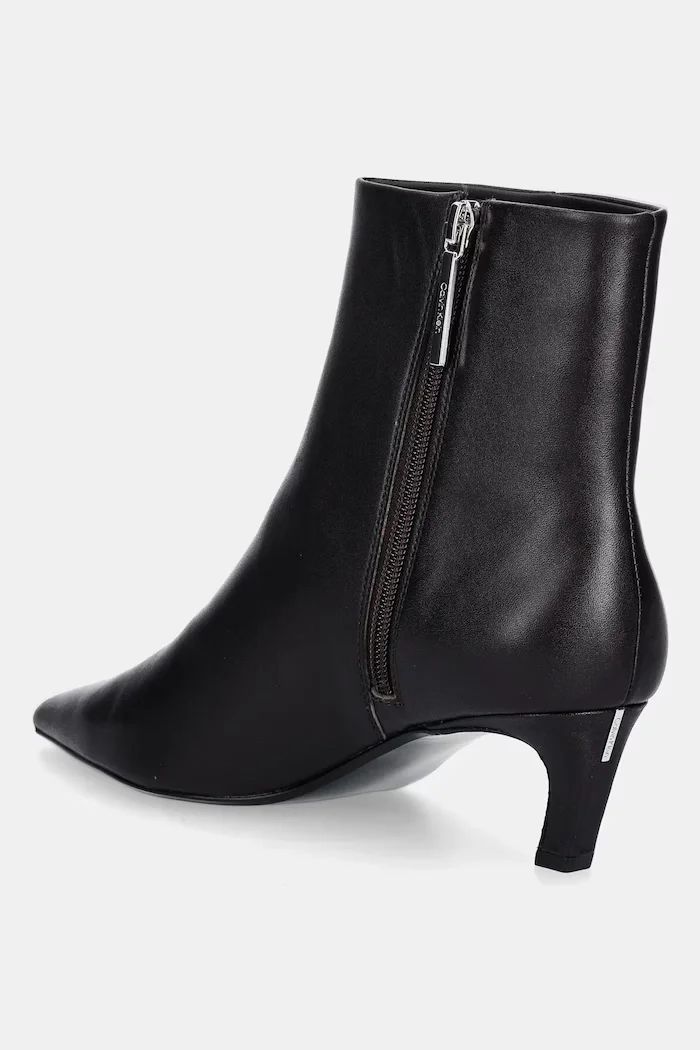 CALVIN KLEIN Кожени боти ESS KITTEN HEEL ANKLE BOOT в кафяво с тънък ток HW0HW02586
