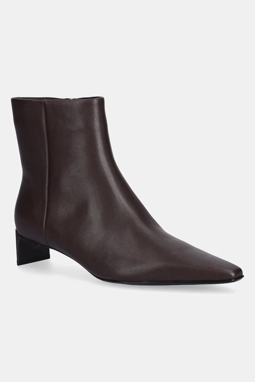 CALVIN KLEIN Кожени боти SET BACK KITTEN HEEL ANKLE BOOT