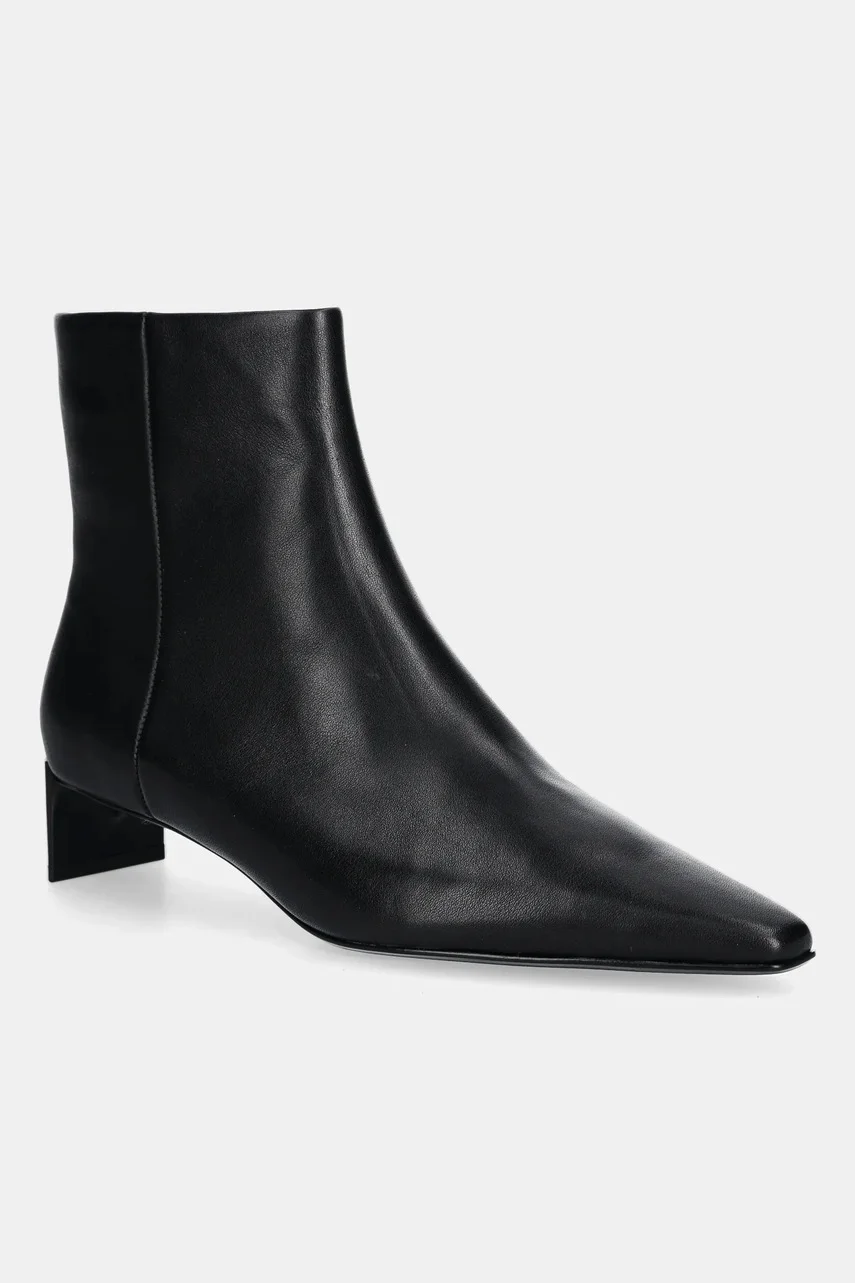 CALVIN KLEIN Кожени боти SET BACK KITTEN HEEL ANKLE BOOT