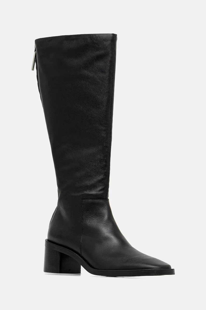 CALVIN KLEIN Кожени ботуши BLOCK HEEL KNEE BOOT LTH