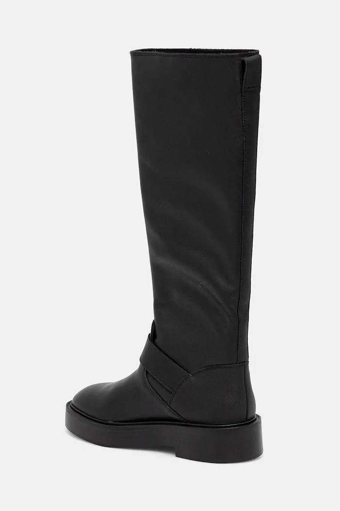 CALVIN KLEIN Кожени ботуши CONCAVE WELT UKT BIKER PB в черно с равна подметка YW0YW01972