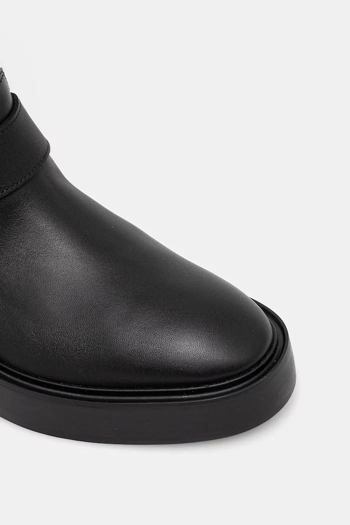 CALVIN KLEIN Кожени ботуши CONCAVE WELT UKT BIKER PB в черно с равна подметка YW0YW01972