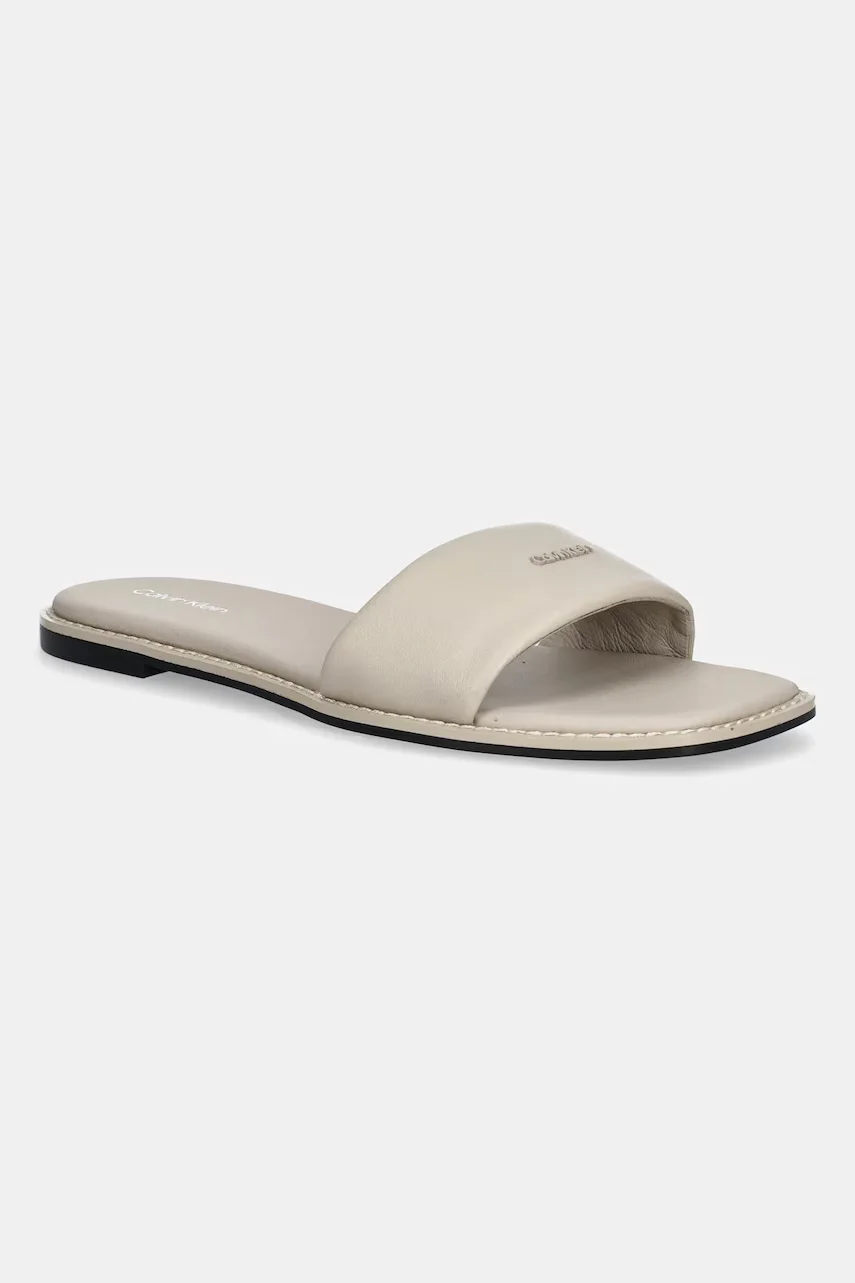 CALVIN KLEIN Кожени чехли FLAT SANDAL SQUARE HF LTH