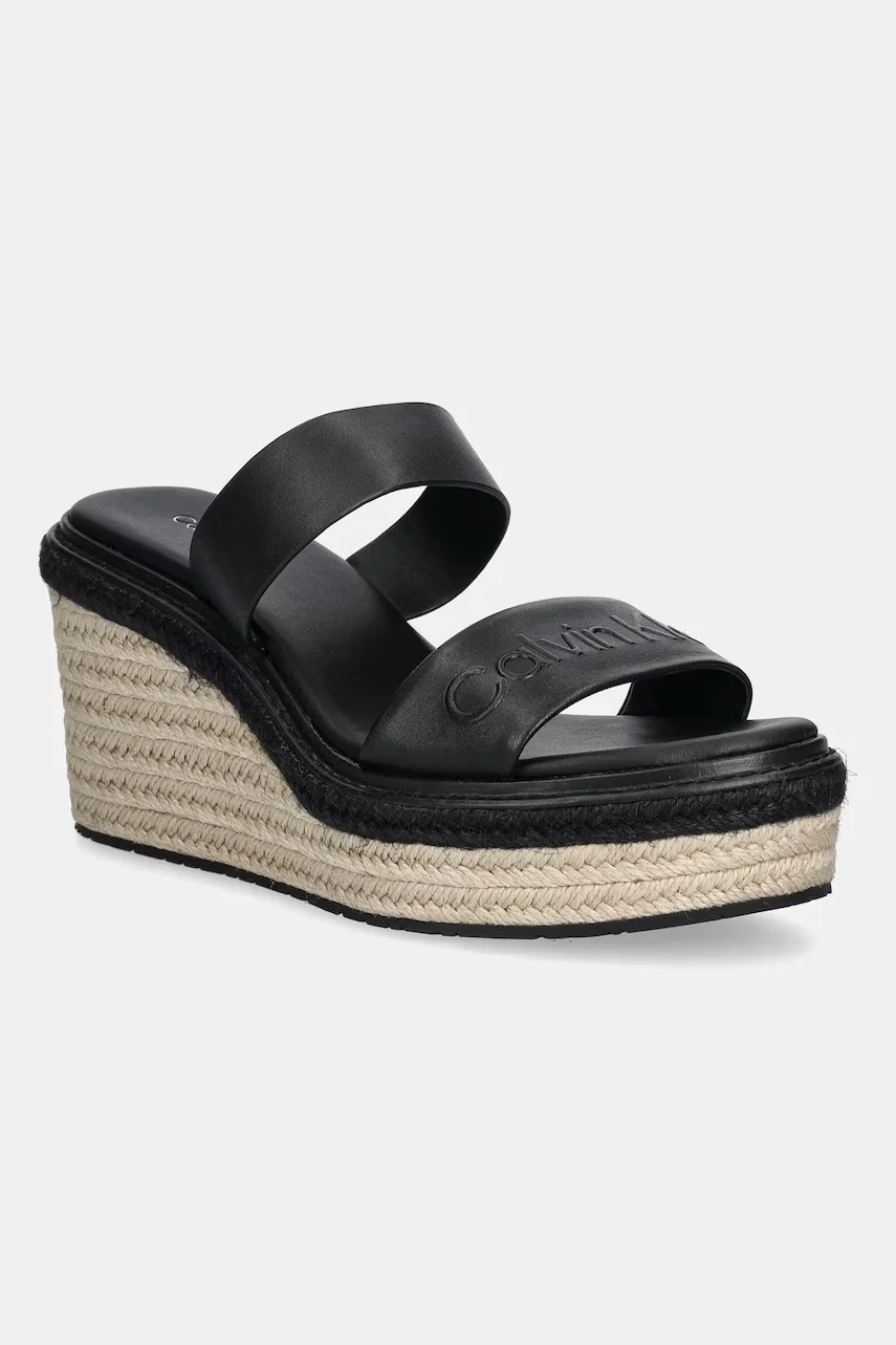 CALVIN KLEIN Кожени чехли WEDGE SANDAL 50 - HE