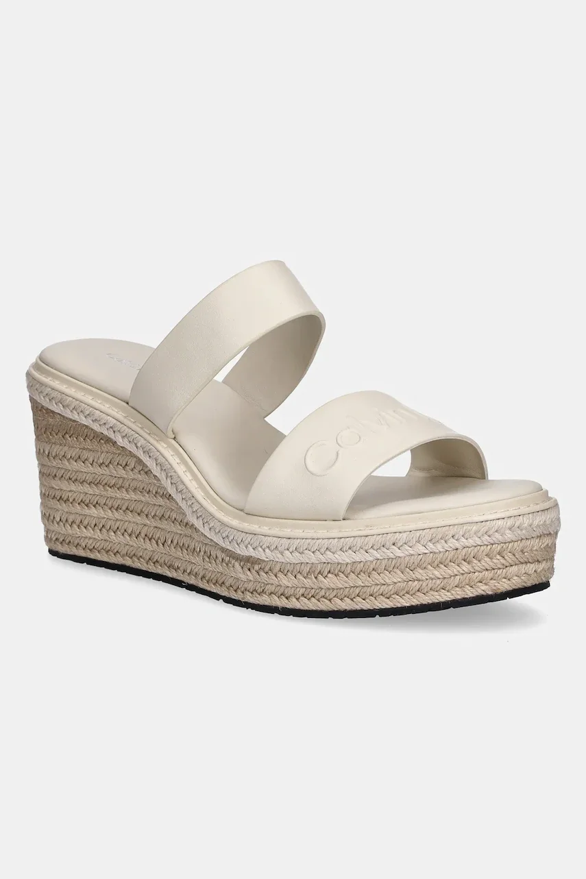CALVIN KLEIN Кожени чехли WEDGE SANDAL 50 - HE
