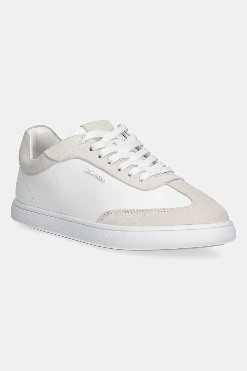CALVIN KLEIN Кожени маратонки CUPSOLE LACE UP - LTH SUE MIX