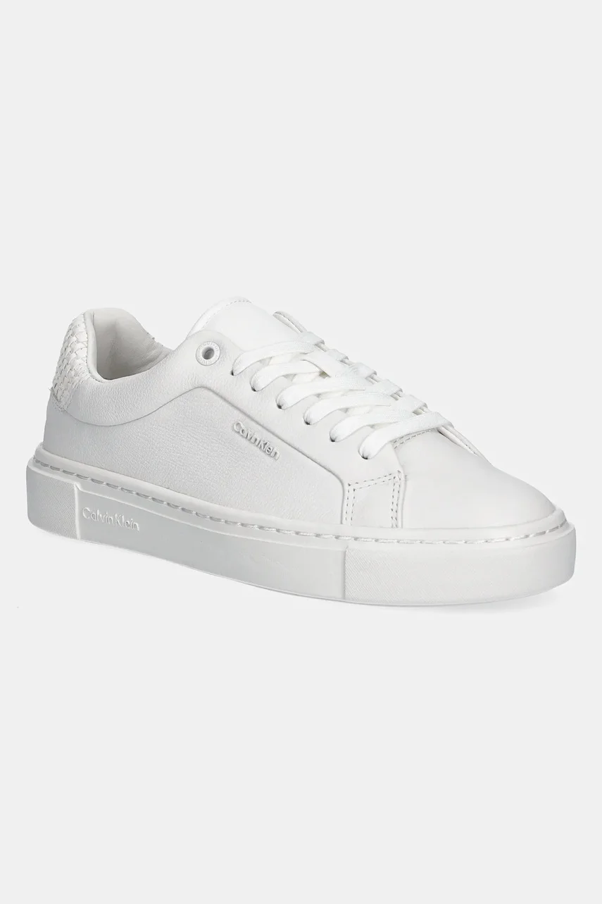 CALVIN KLEIN Кожени маратонки CUPSOLE LACE UP - WOVEN LTH