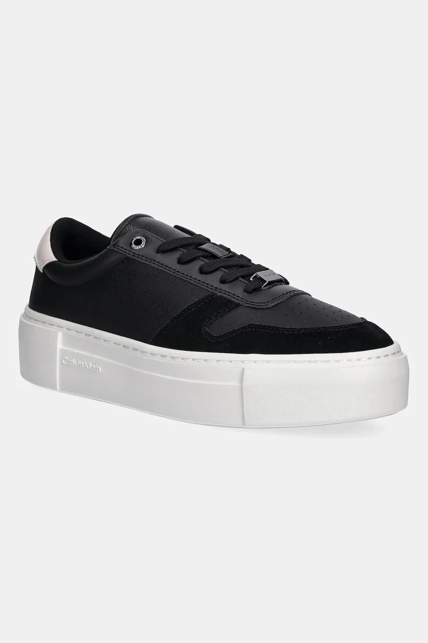 CALVIN KLEIN Кожени маратонки FF CUPSOLE LACE UP - LTH MIX