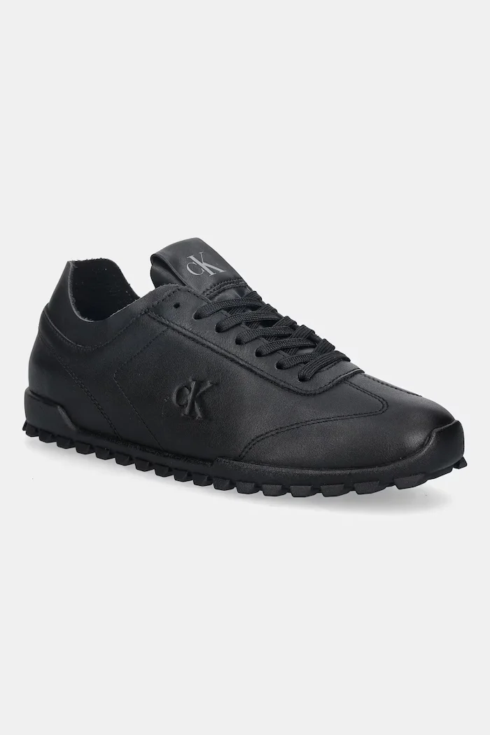 CALVIN KLEIN Кожени маратонки LOW PROFILE RUNNER LTH MG в черно YW0YW02049