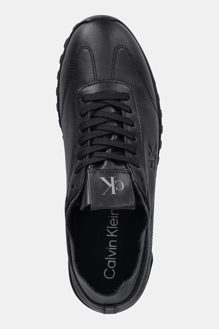 CALVIN KLEIN Кожени маратонки LOW PROFILE RUNNER LTH MG в черно YW0YW02049