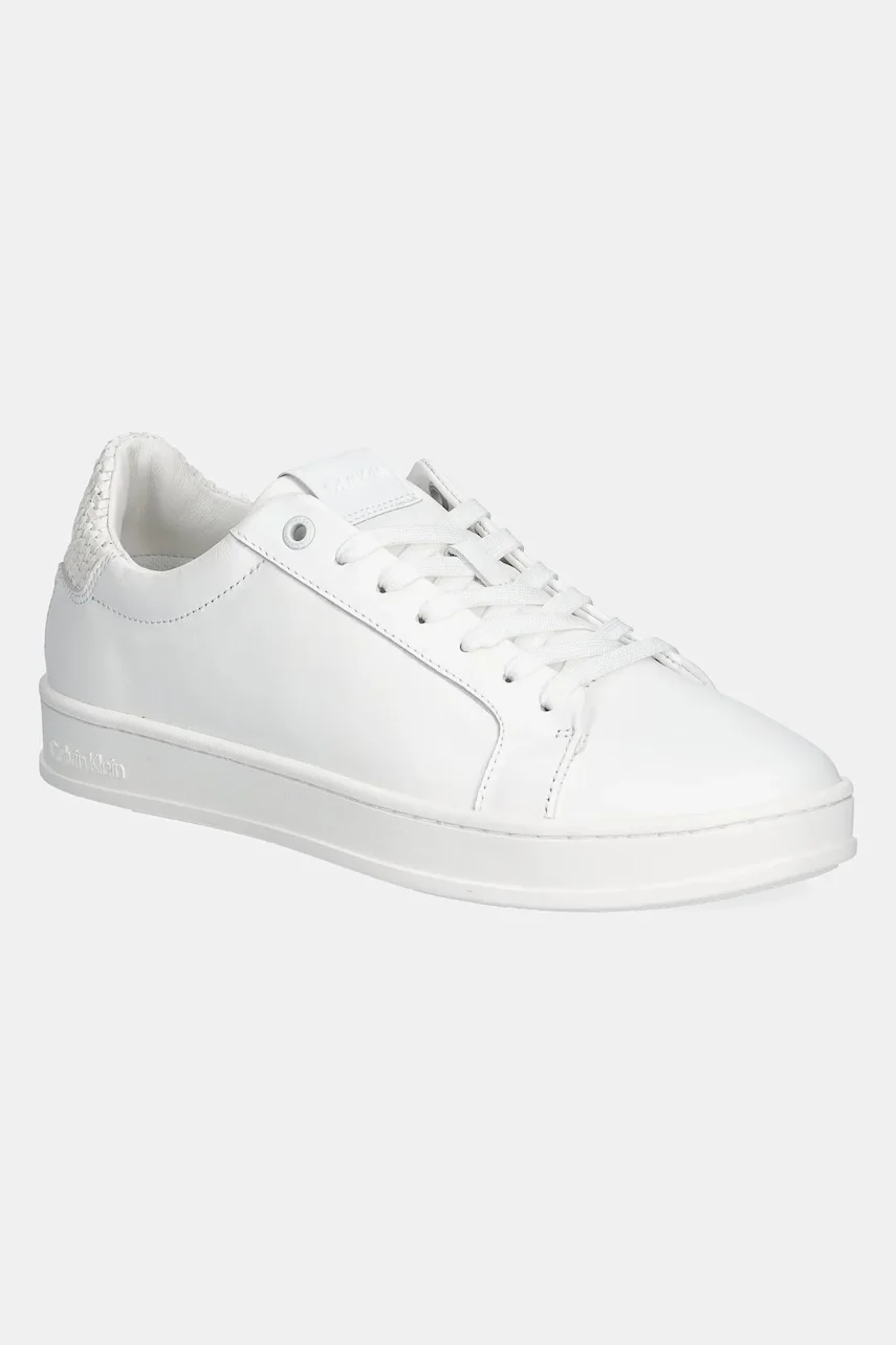 CALVIN KLEIN Кожени маратонки LOW TOP LACE UP WOVEN
